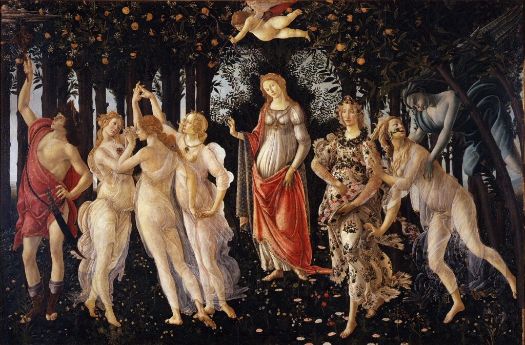 "Primavera", circa 1482, Galleria degli Uffizi, Italia.