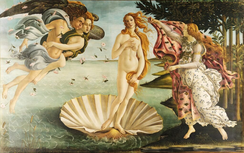 "The Birth of Venus", circa 1485, Galleria degli Uffizi, Italia.