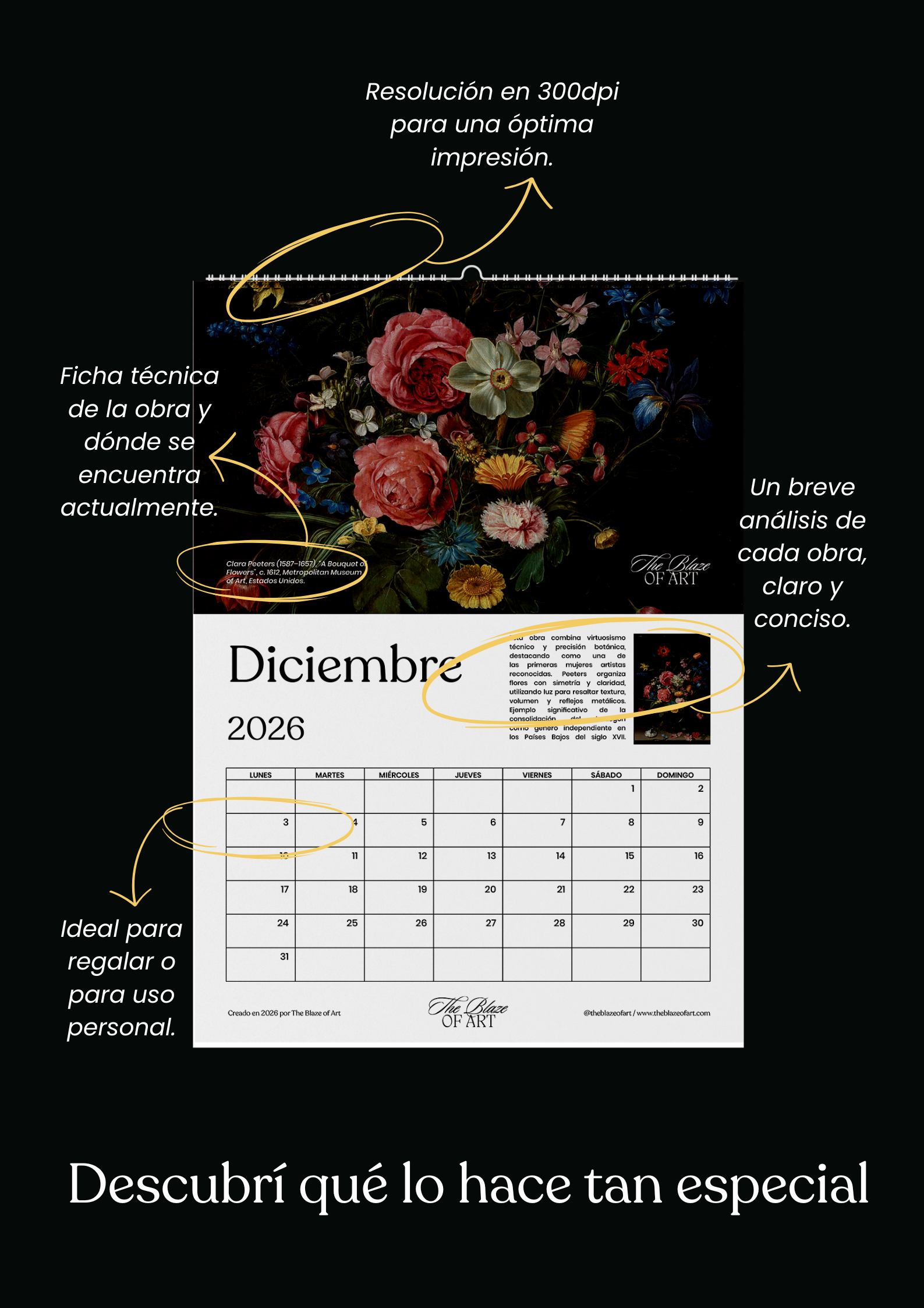 Calendario Imprimible A3 "Flores en el Arte: Bodegones del Barroco" - Image 4
